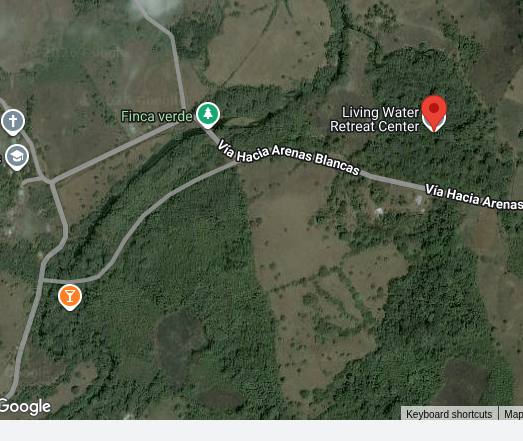 Mapa satelital con la ubicación de Living Water Retreat Center